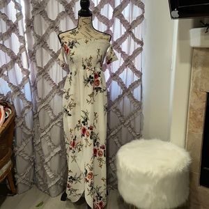 white floral off the shoulder dress